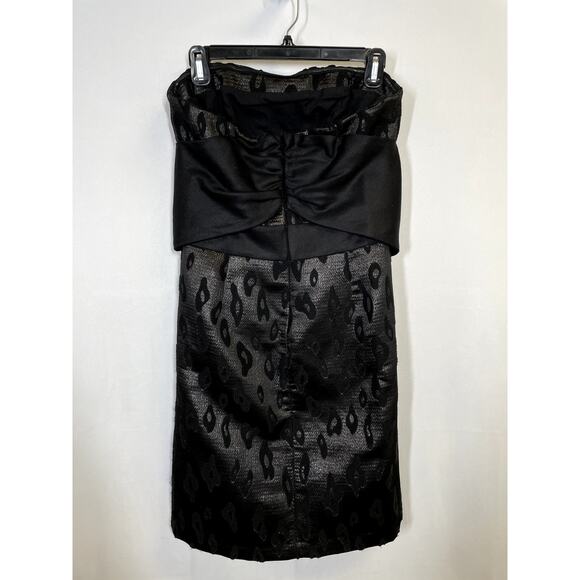 SEE BY CHLOE Strapless Luxe Bustier Wool Jacquard Mini Dress Black 8 $450 - Picture 6 of 11